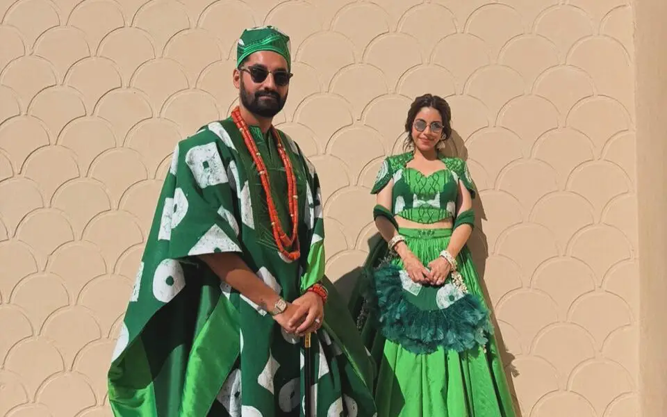 Nigerian Àdìrẹ Took the Stage at Sanya & Alkesh Thavrani's Lavish Indian Wedding, Have a Look